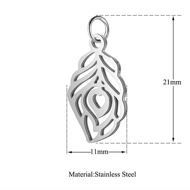 5 шт./лот кулон перо павлина из титановой стали розовое золото ювелирные изделия
