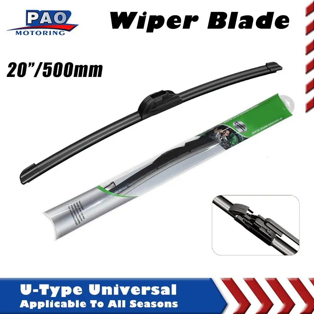 

20" 500mm Universal U-type Soft Frameless Bracketless Rubber Car Windshield Wiper Blade