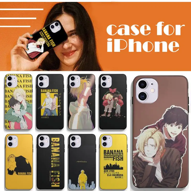 

Classic Anime Banana Fish Phone Case For Iphone 13 12 Mini 11 Pro X XS MAX 7 8 Plus XR SE 2020 Silicone Black Cover