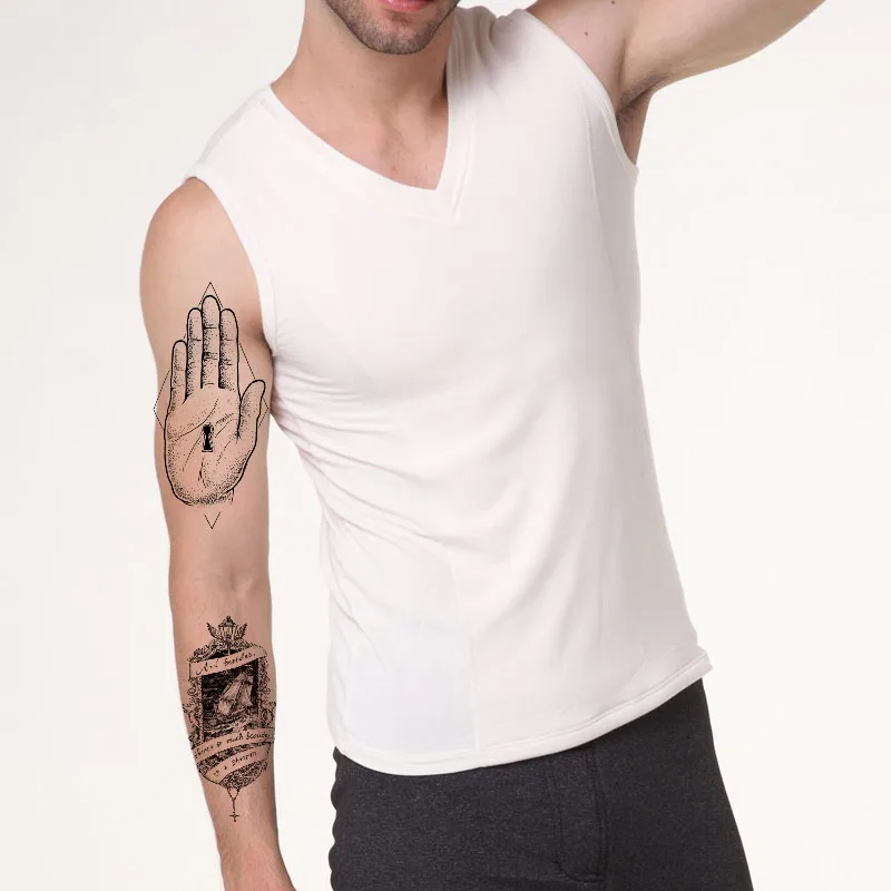 Half Flower Arm Waterproof Temporary Tattoo Sticker Abstract Mouse Moon Lotus Skull Snake Body Makeup for Men Women Tatto | Красота и