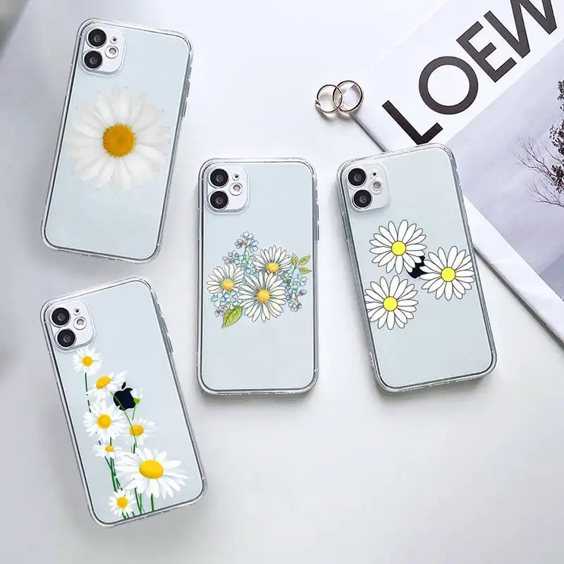 

Flower daisy Phone Case Transparent for iPhone 12 11 mini pro XS MAX 6 6S 8 7 Plus X 5S SE 2020 XR