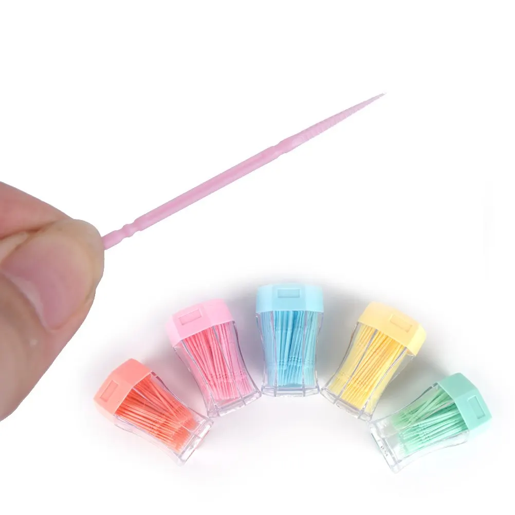 

200pcs Double Head Interdental Brush Toothpick With Hexagon Box Dental Oral Care Tooth Pick Plastic Dental Picks Oral Hygiene