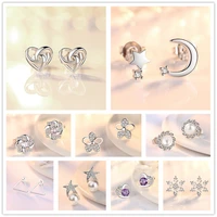 2021 new simple geometric stud earrings high quality women fashion jewelry new heart shaped zircon hot sale earrings