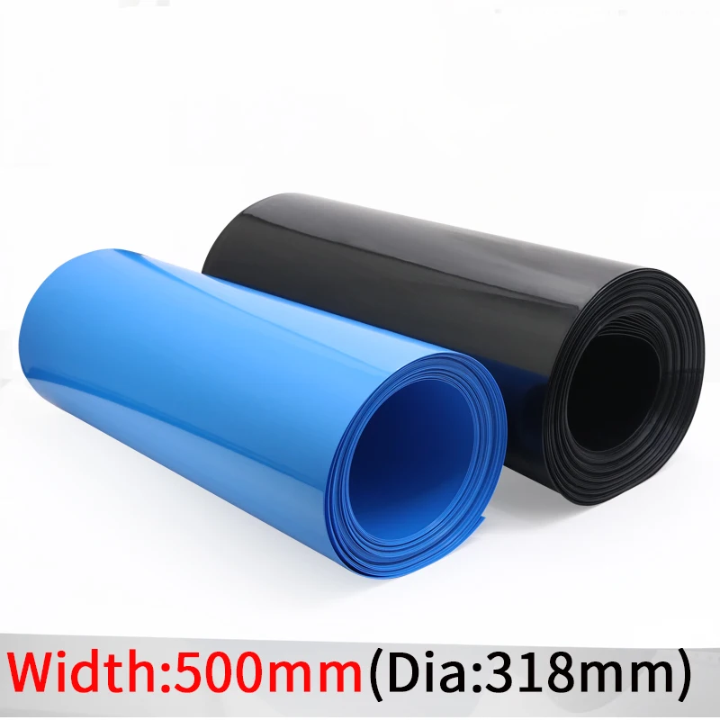 

Width 500mm PVC Heat Shrink Tube Dia 318mm Lithium Battery Insulated Film Wrap Protection Case Pack Wire Cable Sleeve Black Blue