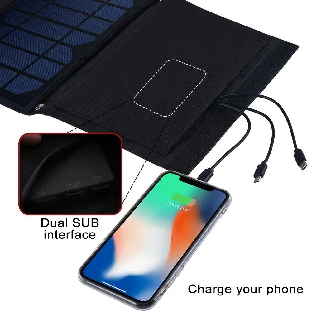 DC14 15V складное зарядное устройство на солнечной батарее водонепроницаемое