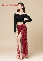 belly dance clothing seniore long sleeves topsequins split skirt suit for women performance practice clothes oriental outfit