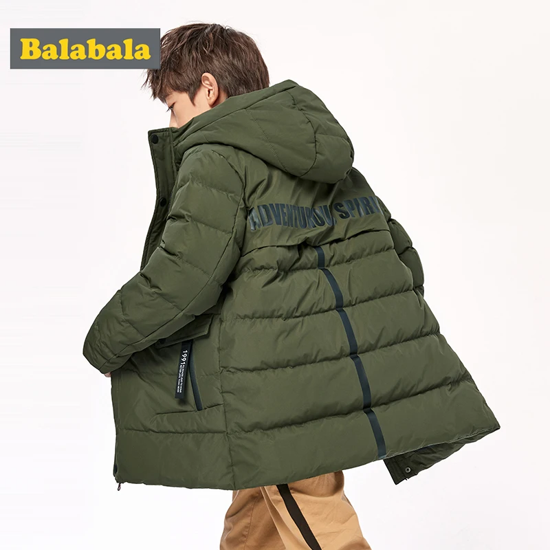 Детский длинный пуховик для мальчиков модная теплая зимняя куртка на утином пуху
