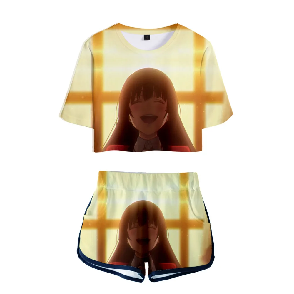 

Japanese Anime Kakegurui 3D Print Two Piece Set Crop Top And Shorts Men Women Unisex Pulloveres Tracksuits Harajuku Clothing