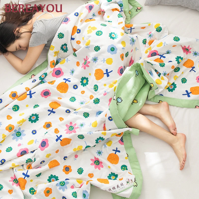 Одеяло летнее из 100% хлопка мягкое стеганое покрывало женского размера|Одеяла| |