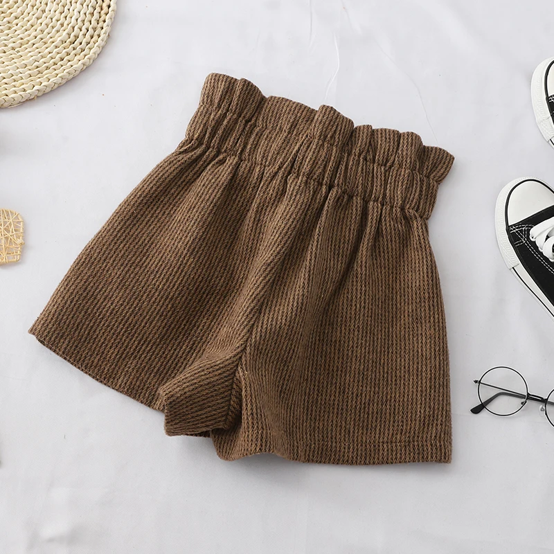 Новые женские шорты осенние и зимние с высокой талией одноцветные повседневные