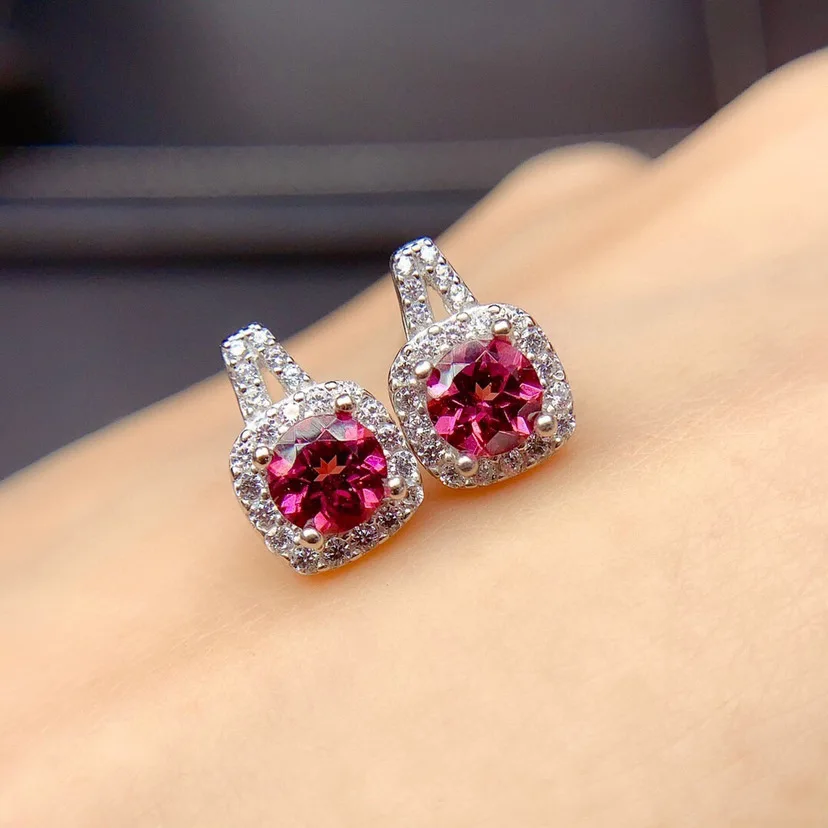 

Luxury Ring Red Zircon Earrings Charm Women Earrings Bridal Wedding Jewelry Dinner Accessories Anniversary Birthday Gift