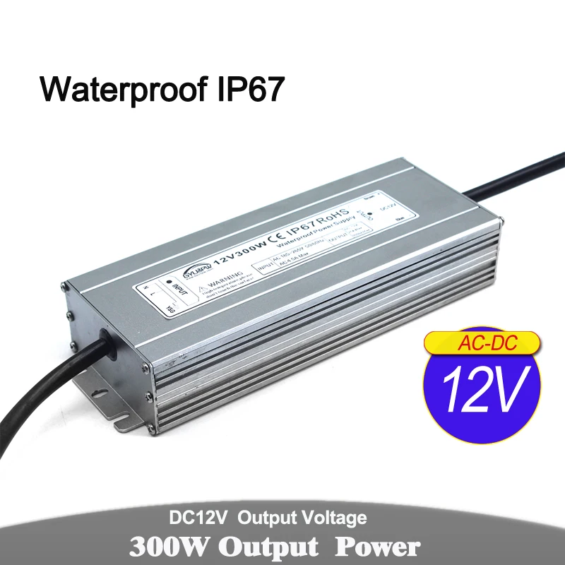 Водонепроницаемый источник питания постоянного тока 12 В 24 Вт 60 72 100 120 150 200 250 300 220
