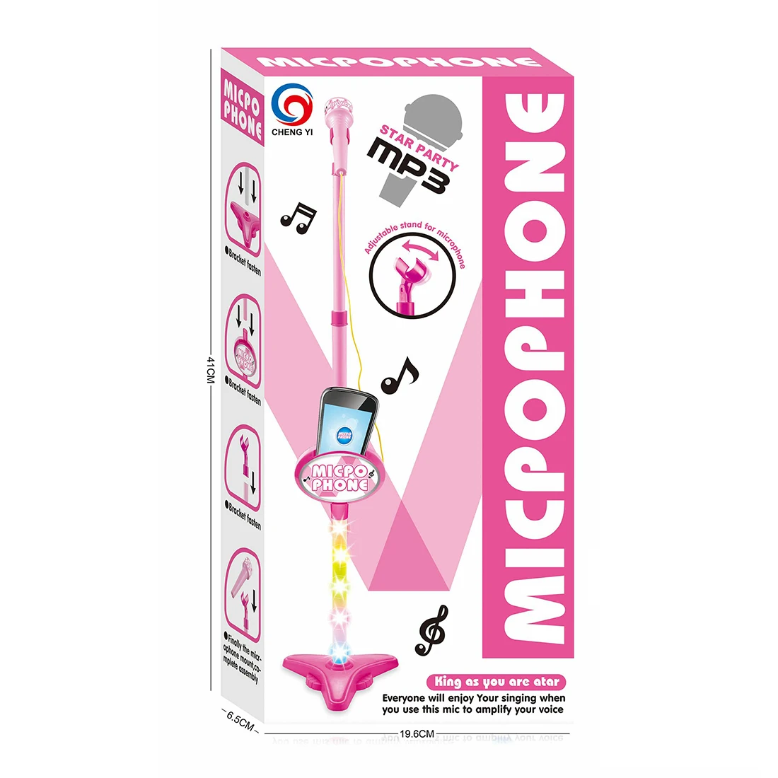 Детский Регулируемый караоке стоячий микрофон музыкальная игрушка светильник