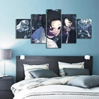 Модульная картина для украшения дома, 5 шт., HD Аниме-картина с девушкой Kimetsu No Yaiba Shinobu, плакат, холст, рассекающий демонов, принты, настенное искусство