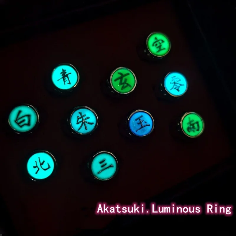 

Anime Cosplay Accessories Luminous Ring Akatsuki Member Deidara Pain Konan Hidan Zhu Qing Bai Three Jade Ring Toy Gift Wholesale