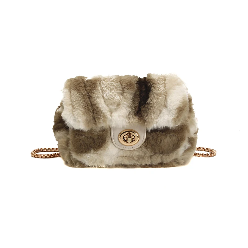 Элегантная женская плюшевая сумка с клапаном Мягкая шерстяная на цепочке через