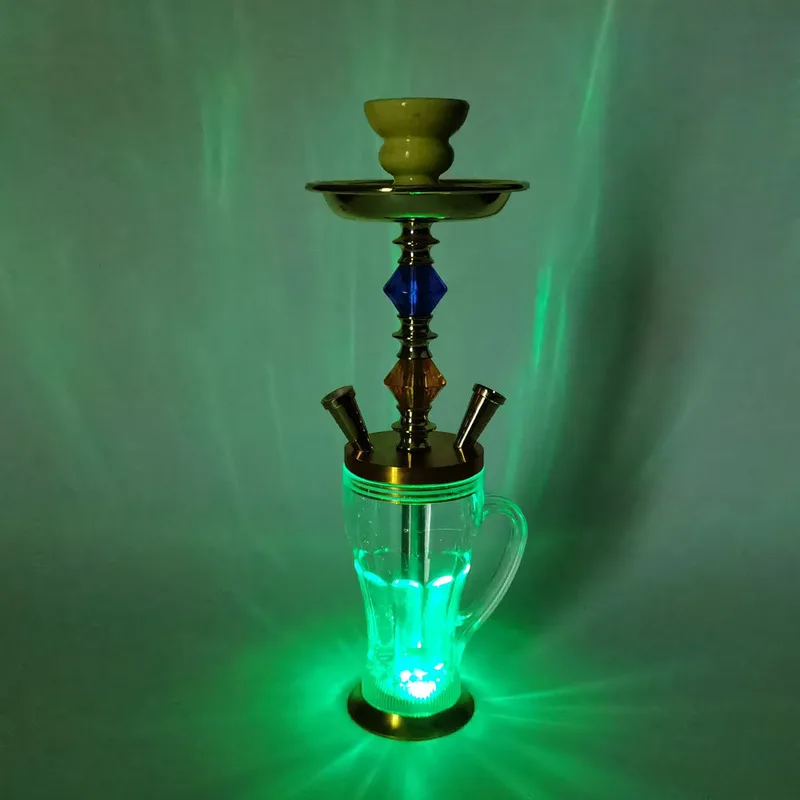 

Acrylic Hookah Shisha Set With Led Light Water Cups Sheesha Narguile Shaft Portable Complete Shisha Ktv Bar Hookahs For Smoking