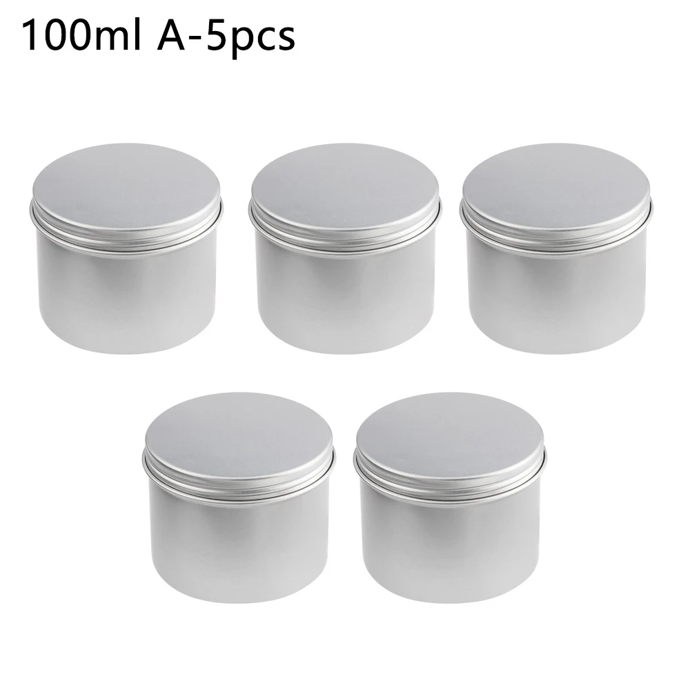 100ml A-5pcs Пустые алюминиевые бутылки 9 размеров, банки для образцов, колпачки для макияжа, масляная коробочка с воском, многоразовый жестяной контейнер, косметический горшок, баночка, верхний винт - Цвет: 100ml A-5pcs