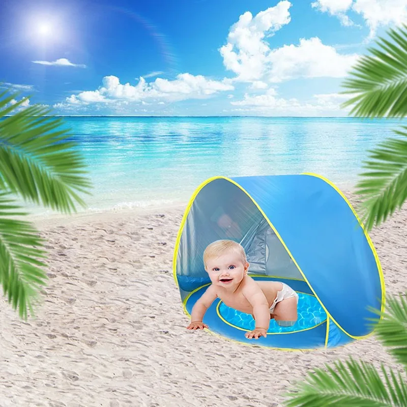 

Детская Пляжная палатка, портативный теневой бассейн, защита от УФ лучей, Солнцезащитный укрытие для младенцев, наружный детский бассейн, ф...