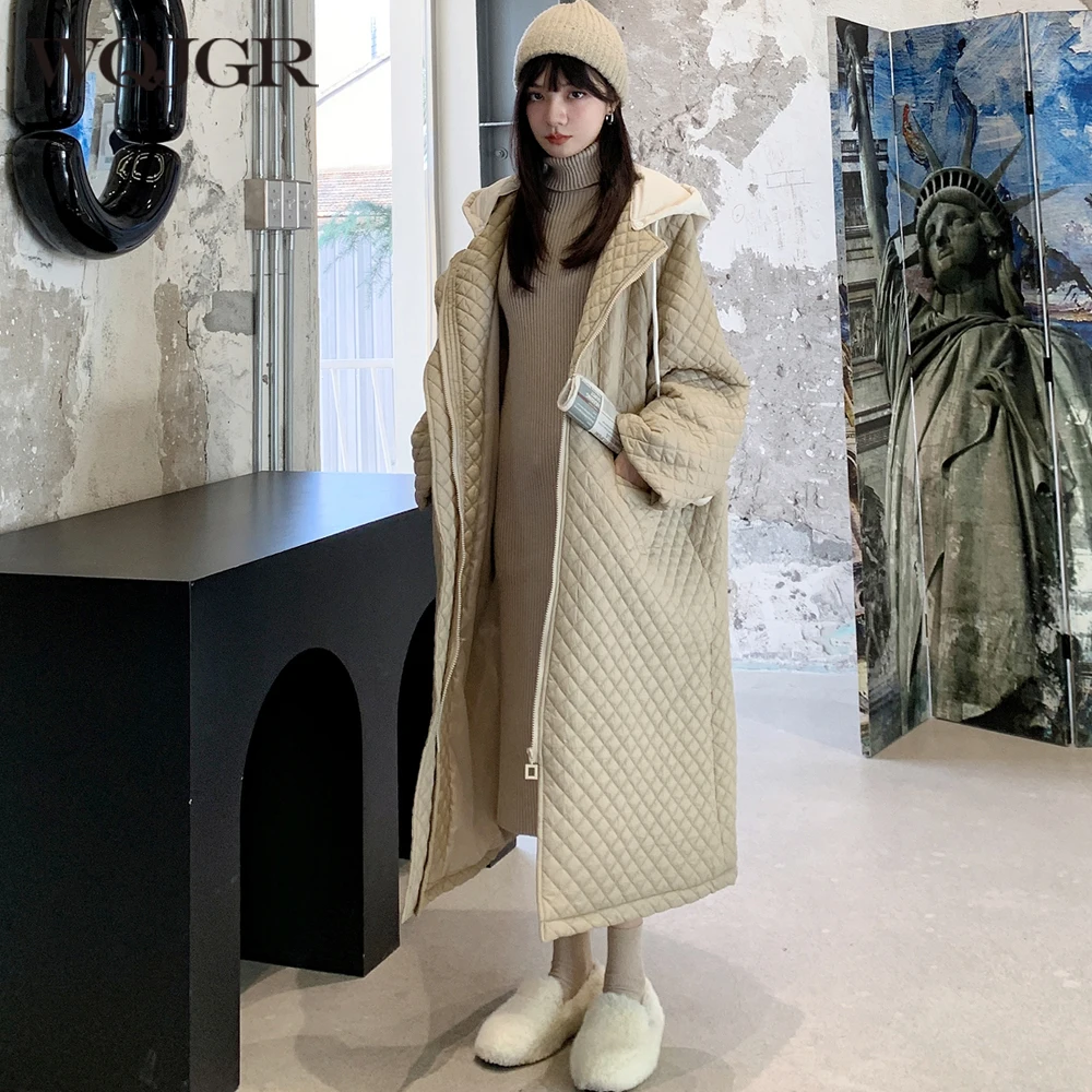 WQJGR 2022 News Winter Jacket Women Loose Parkas Full Sleeve Hooded Korean Style Oversize Detachable Hat Cotton Coat