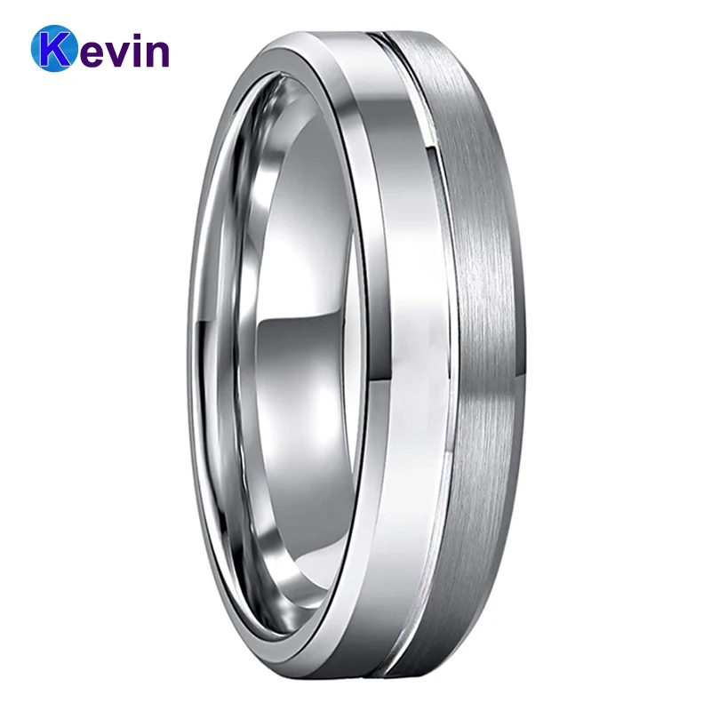 Обручальное кольцо из карбида вольфрама для мужчин и женщин обручальное с пазом