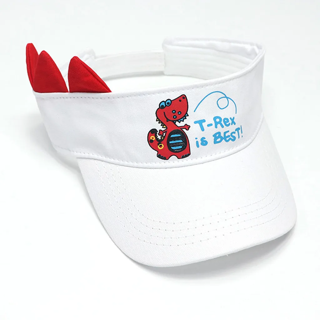 Children's Baseball Cap Shading Peaked Color Matching Cartoon Dinosaur Summer Cute Boy Hat Sun Adjustable Fit Baby | Детская одежда