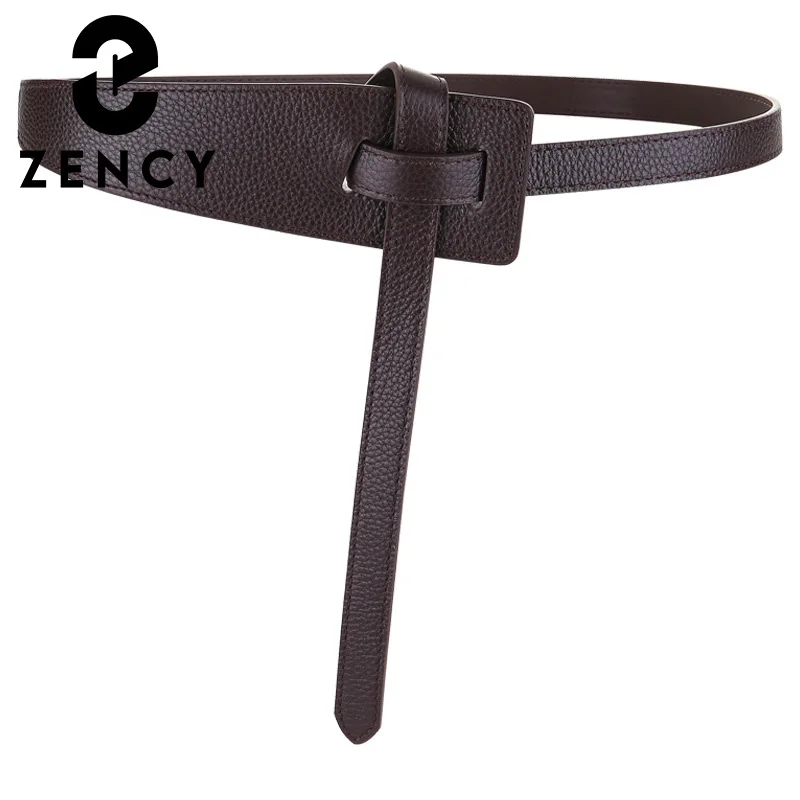 Zency Soft Genuine Leather Waist Belt For Jeans Dress Women's Waistband Fashion Classic High Quality Female Cinturones Black