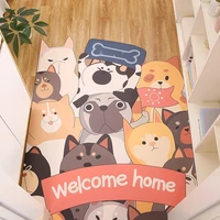 cartoon animals printed pattern door mat carpet leather freely cut oil proof non slip mats carpet home welcome entrance door mat
