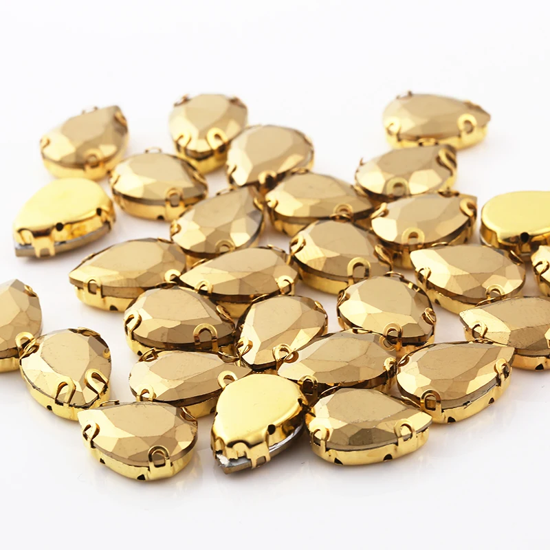 13X18mm-Teardrop Высший сорт! 50 шт Золотые стразы, стразы смешанной формы, стразы для шитья, Стразы для шитья, сделай сам одежда - Цвет: 13X18mm-Teardrop
