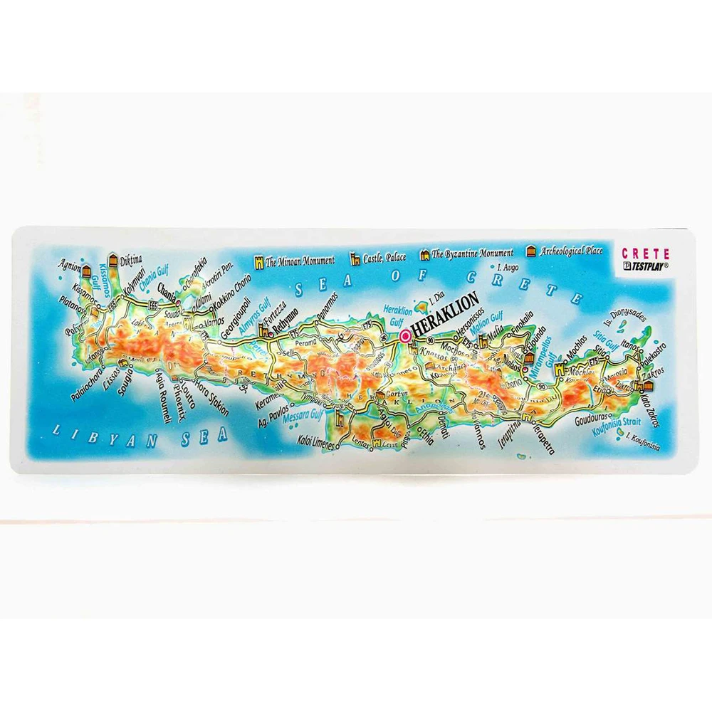 3D Карта КРИТ 3Д Высокообъёмная панорама Рельефная Магнит На холодильник Туризм
