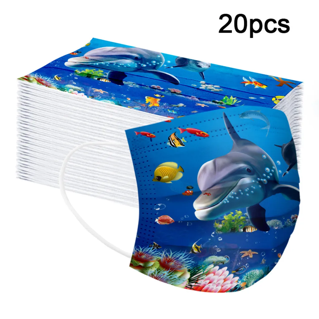 С проектом &quotДельфины&quot Одноразовые Маски Рот для ребенка 3 слоя защитные маски