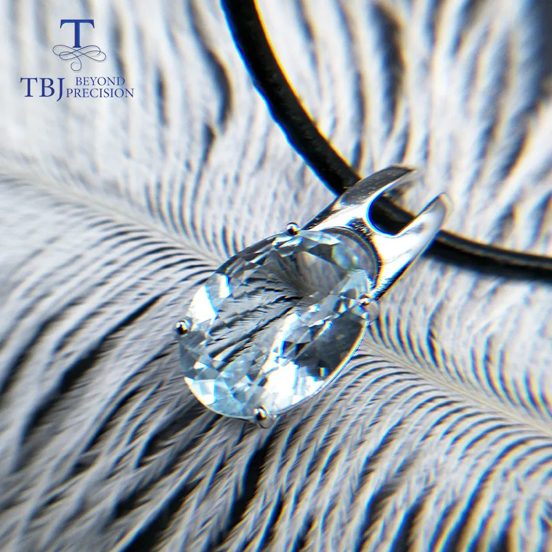 TBJ 100% натуральная Аквамарин подвески с гравировкой аккордом чорд ожерелье