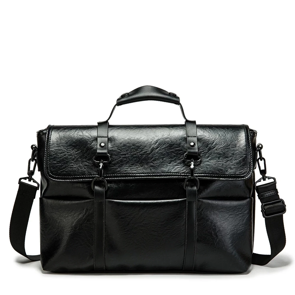 

Three-Piece Suit Brand Luxury Men'S Shoulder Bag PU Leather Plaid Designer Crossbody Bags High Quality Business Handbags For Man