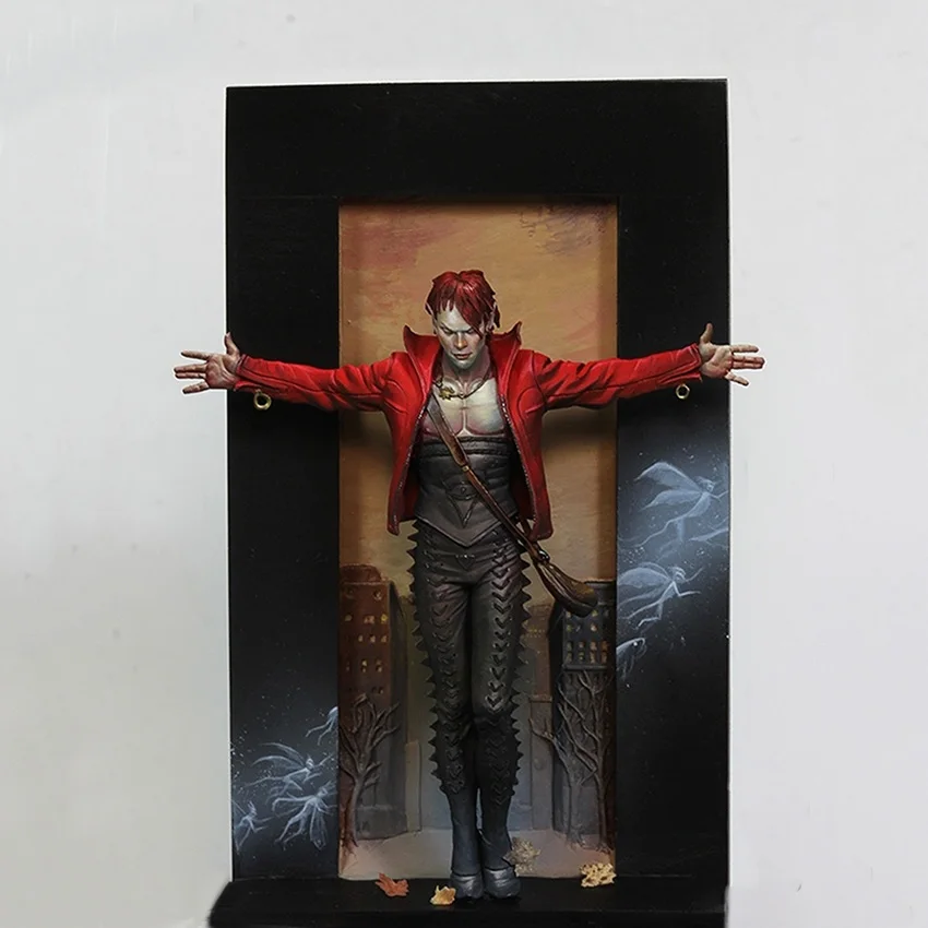 

1/24 ancient man stand with wall Resin figure Model kits Miniature gk Unassembly Unpainted