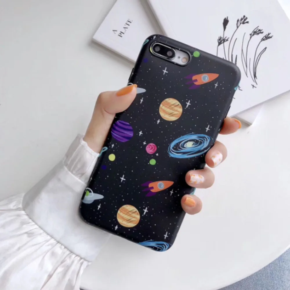 

Space Planet Phone Case For iPhone 11 Pro X XR XS Max 8 7 Plus SE 2020 Shockproof Soft Protective Back Cover Capa Coque