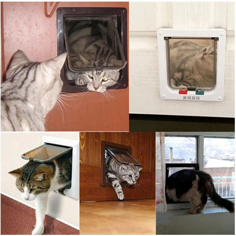Pet cat Lockable собака, кошка, котенок дверь безопасности заслонки двери ABS пластиковые животные маленький кот люк для собаки товары для домашних животных