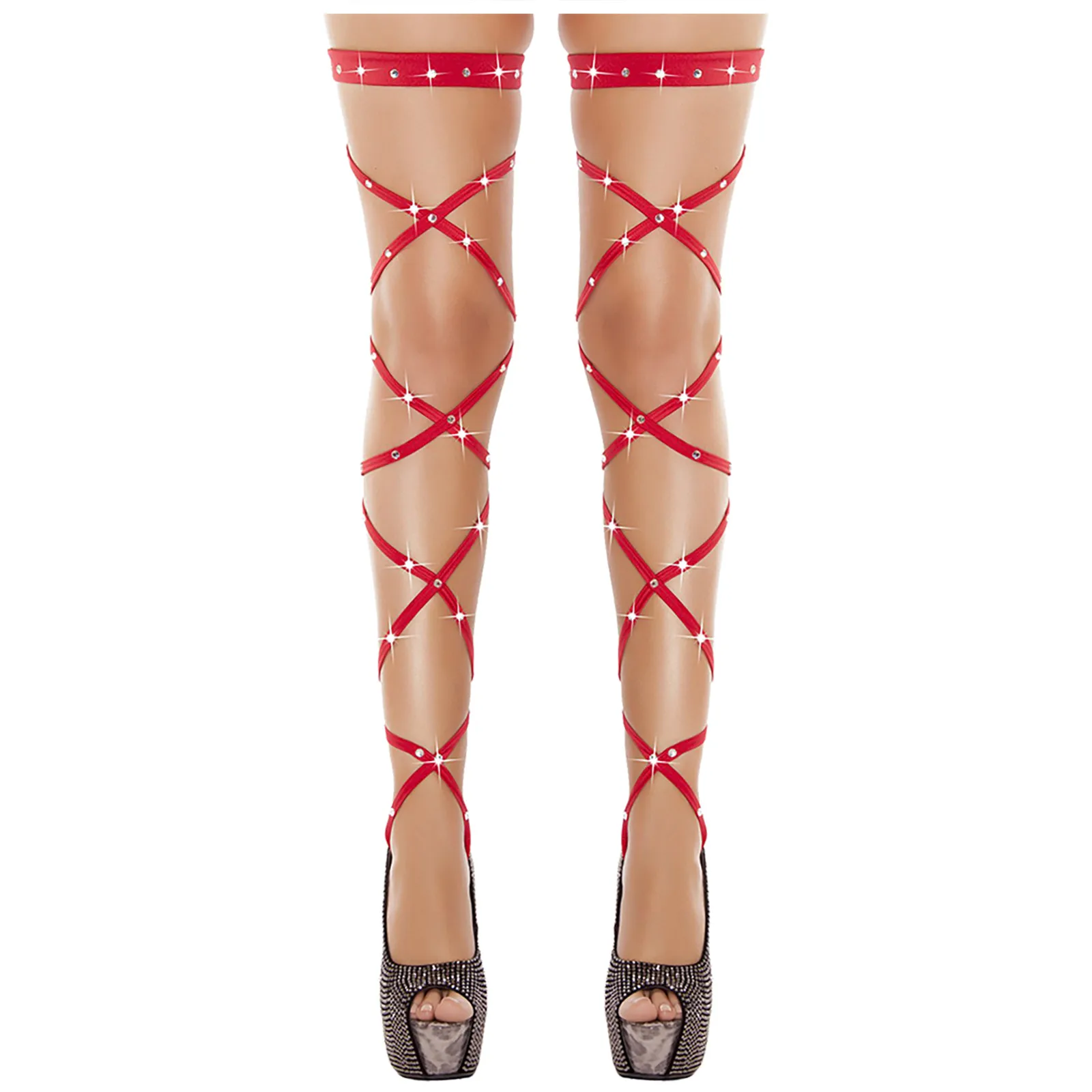 

HOT Women's Hot Diamond Strap Stockings Sexy Temptation Stockings Fashion Multicolor Hollow Cross Funny Socks Kobieta Skarpety