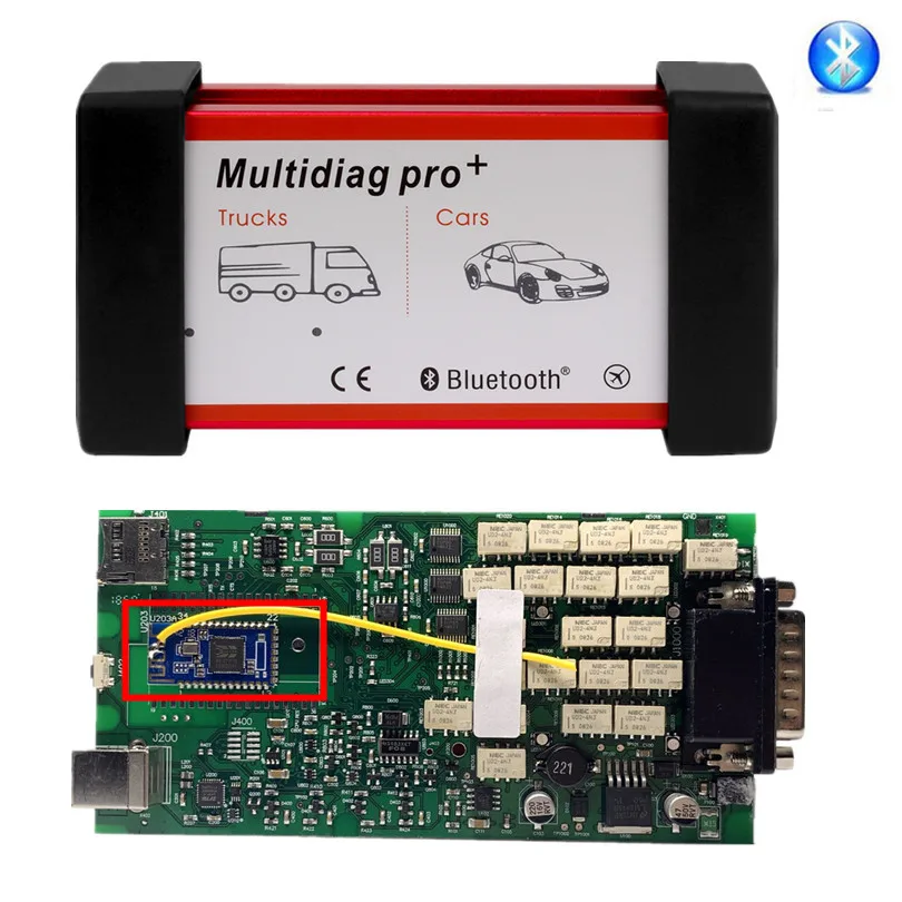 Зеленый одноплатный PCB vci TCS с bluetooth. R3/. R1 PRO Multidiag для автомобилей грузовиков диагностический инструмент - Цвет: Multidiag bluetooth