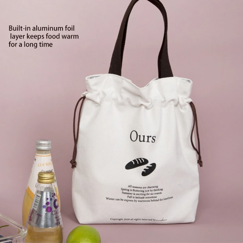 

C90D Multifunctional Canvas Lunch Bags Put Breakfast or Lunch Also Can Store Foods Vegetables Fruit Milk and Other Snacks