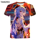 Новинка 2021 года; Модная футболка с 3d принтом в стиле японского аниме Genshin; Повседневная детская летняя футболка с короткими рукавами для мужчин и женщин