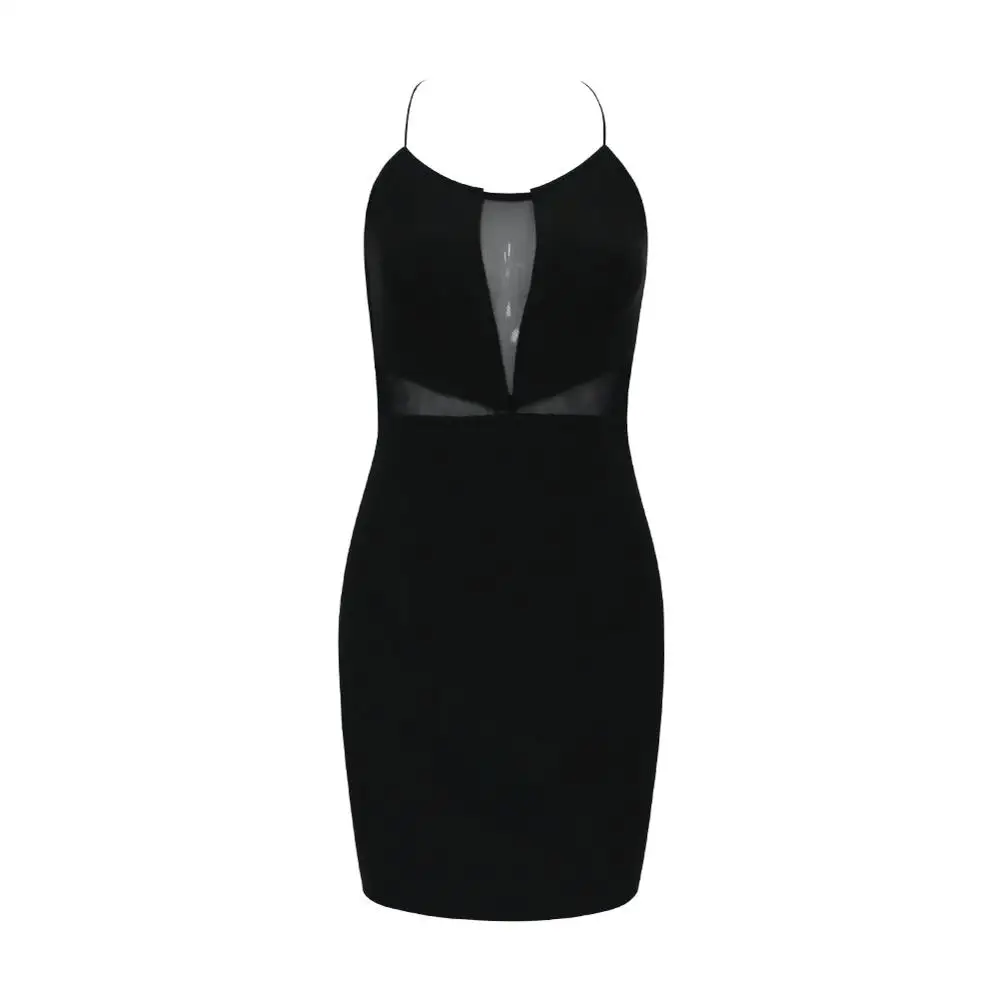 Женское Бандажное Сетчатое платье черные вечерние сексуальные платья с открытой