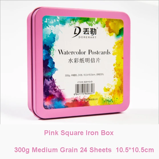 Pink Square 24sheets Креативный круглый акварельный бумажный коврик Водорастворимая бумага для рисования книг ручная роспись для школьных принадлежностей - Цвет: Pink Square 24sheets
