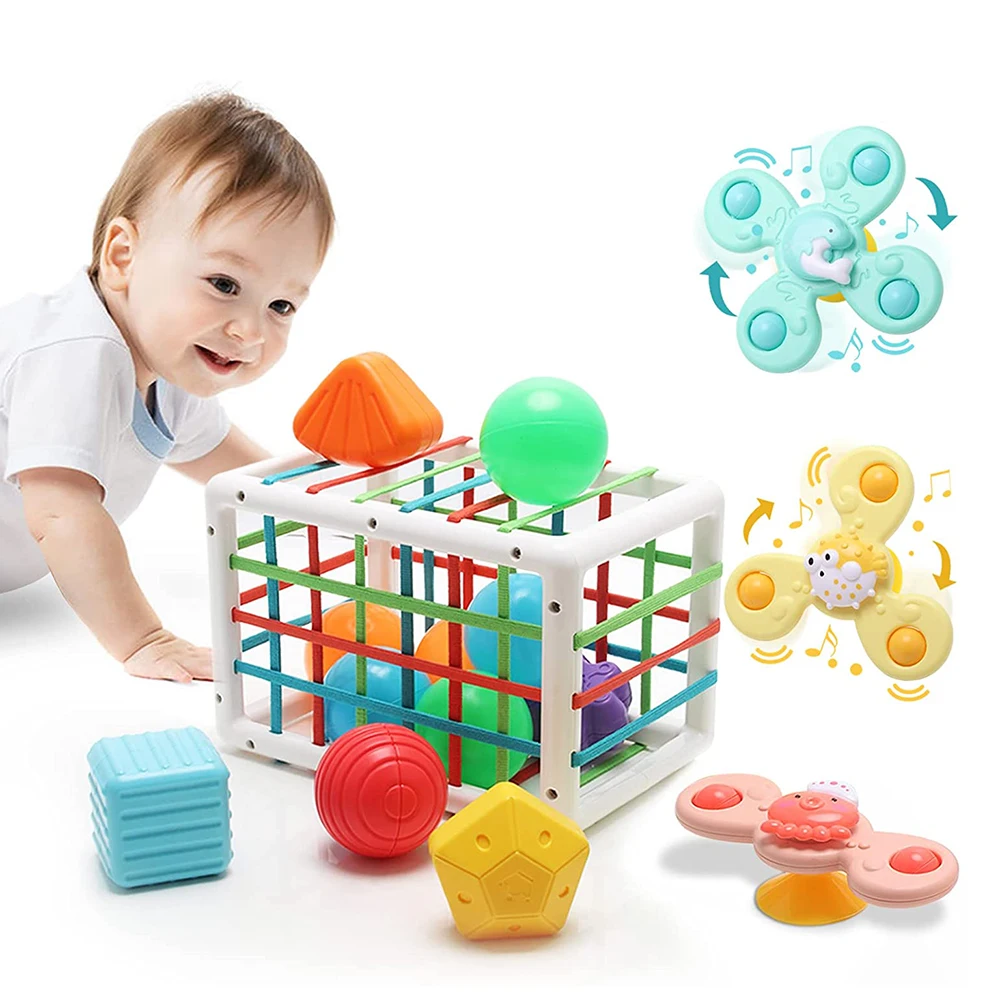 baby montessori toys shape sorting color recognition sensory exploration rattle ball toy plastic cube training desktop toy gifts free global shipping