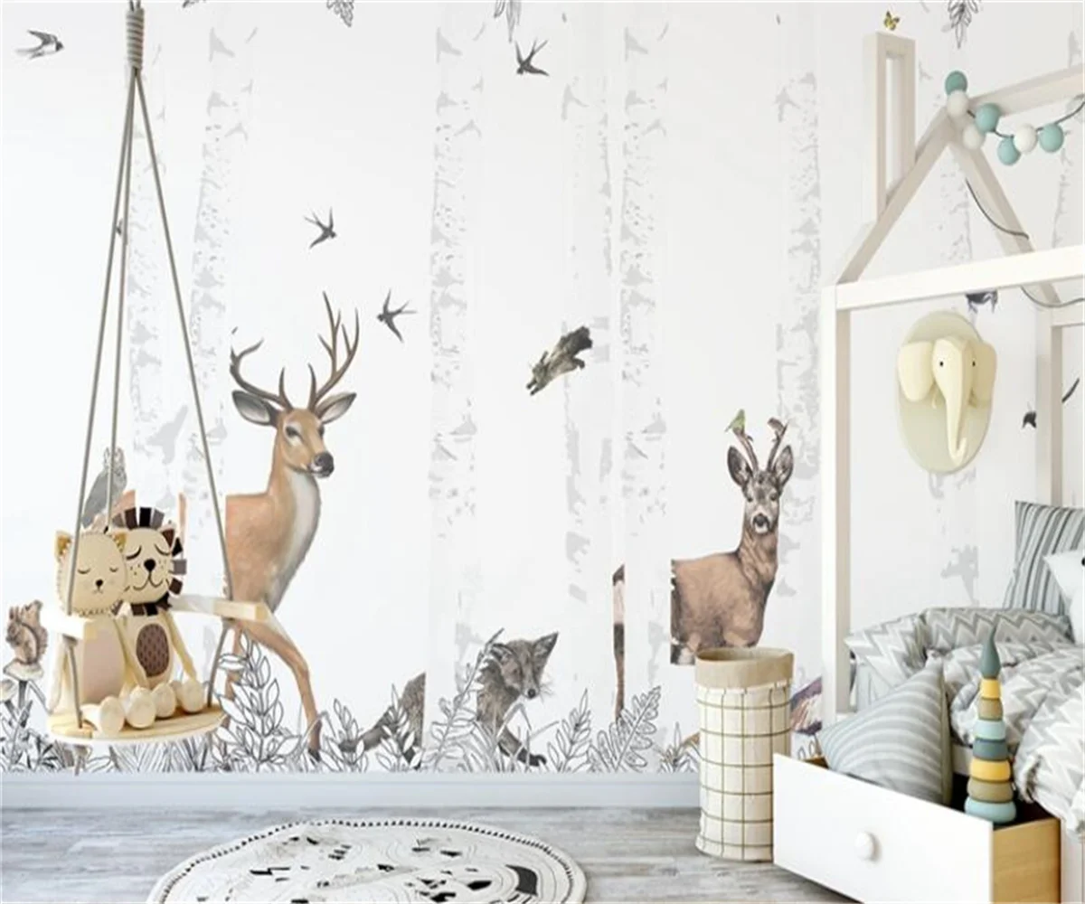 Настенные 3d обои по индивидуальному размеру деревянные доски джунгли животные