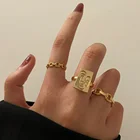Корейское плетеное кольцо на палец DIEZI золотого цвета, 3 шт.компл., для свадебной вечеринки, новинка 2021, набор женских колец на костяшки с человеческим лицом