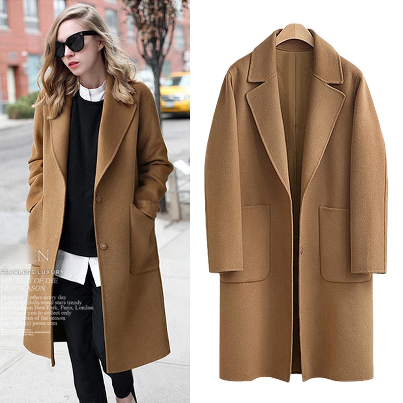 Autumn Winter Coat Women 2020 Casual Femmes  Long Sleeve Thick Jackets Female Vintage Loose Warm Wool Coat Casaco Feminino