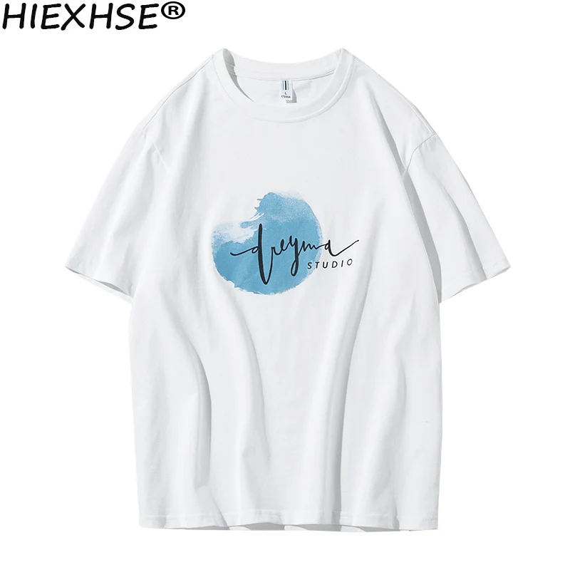 

Футболка мужская хлопковая с круглым вырезом, простая повседневная модная брендовая рубашка с принтом, лето 2021