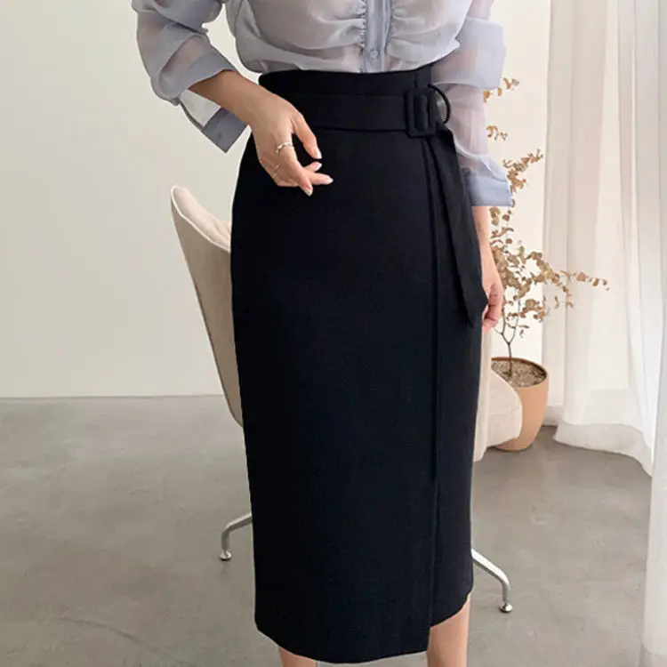 Женская осенне-зимняя Новинка 2020 модная юбки с ремнем облегающая юбка на бедрах