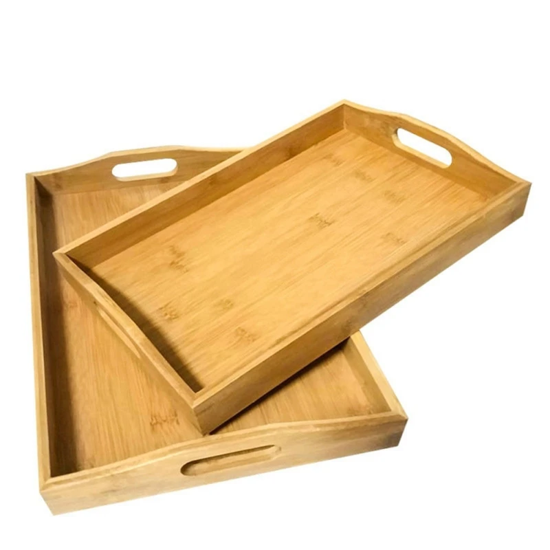 Прямоугольный поднос портативный бамбуковые бытовые контейнеры лоток с полой