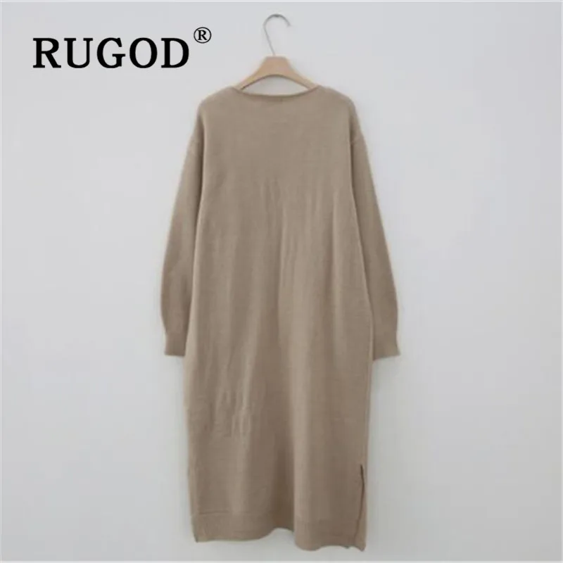 Женское трикотажное платье макси RUGOD повседневное однотонное в стиле ретро с